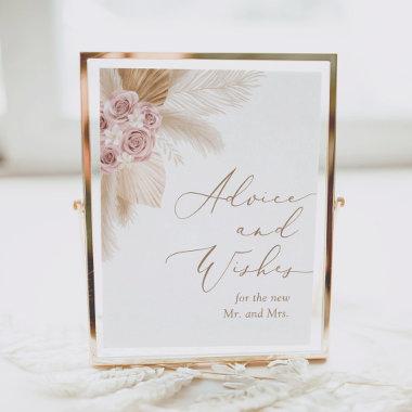 Boho Pampas Grass Bridal Shower Advice and Wishes Poster