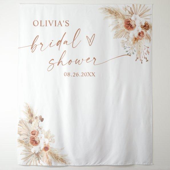 Boho Pampas Grass Bridal Shower Backdrop Tapestry