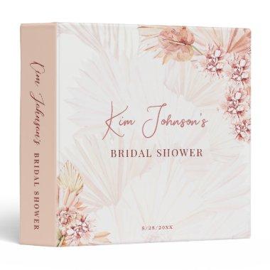 Boho Pampas Grass Bridal Shower Blush Pink Peach 3 Ring Binder