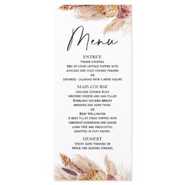 Boho Pampas Grass  Menu