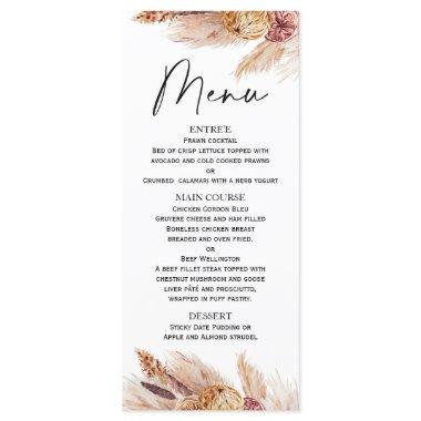 Boho Pampas Grass Bridal Shower Menu