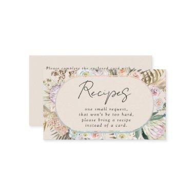 Boho Pampas Grass Bridal Shower Recipe Request Enclosure Invitations