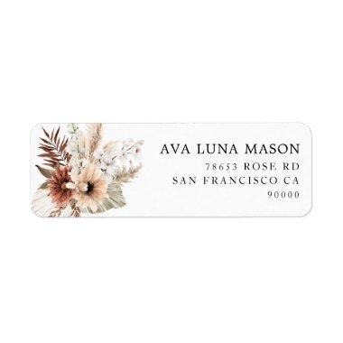 Boho Pampas Grass Bridal Shower Return Address Label