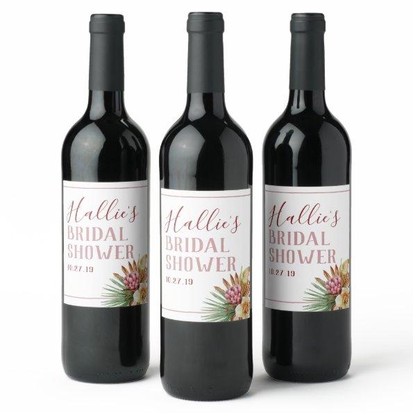 Boho Pampas Grass Custom Wine Label