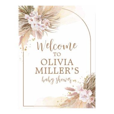 Boho Pampas Grass Desert Baby Shower Welcome Poster