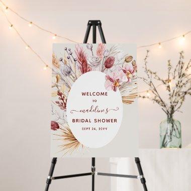 Boho Pampas Grass Floral Bridal Shower Welcome Foam Board