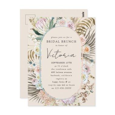 Boho Pampas Grass Florals Bridal Brunch Invitation PostInvitations