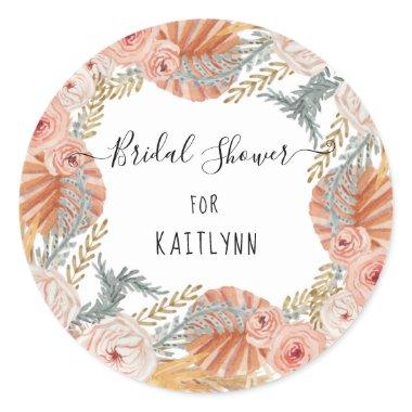 BOHO Pampas Grass Foliage Jungle Watercolor Floral Classic Round Sticker