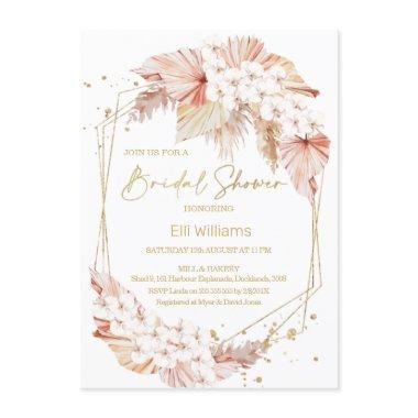 Boho Pampas Grass Geometric Bridal Shower Invitati Invitations