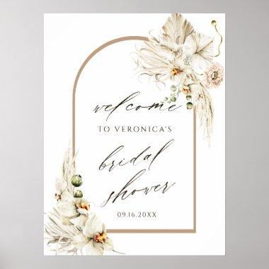 Boho Pampas Grass Orchid Bridal Shower Welcome Poster