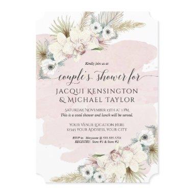 Boho Pampas Grass Orchid Floral Couples Shower