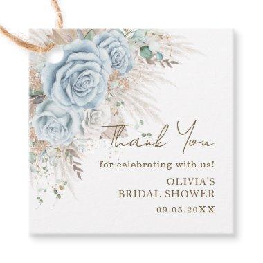 Boho Pampas Grass Pastel Blue Floral  Favor Tags