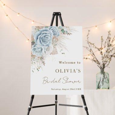 Boho Pampas Grass Pastel Blue Floral  Foam Board