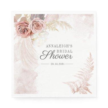Boho Pampas Grass Terracotta  Paper Napkins