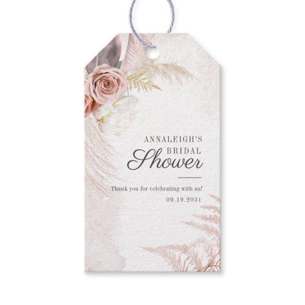 Boho Pampas Grass Terracotta Script Bridal Shower Gift Tags