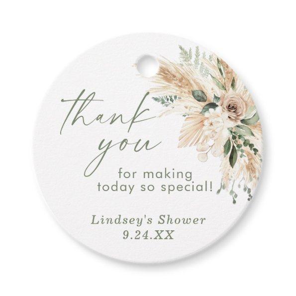 Boho Pampas Grass Thank You Favor Tag