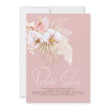 Boho Pampas Grass Tropical Flowers Bridal Shower I Invitations