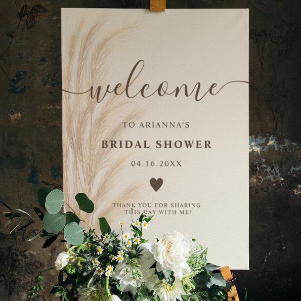 Boho pampas grass watercolor welcome bridal shower foam board