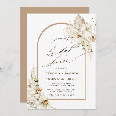 Boho Pampas Grass White Orchid Arch Bridal Shower Invitations