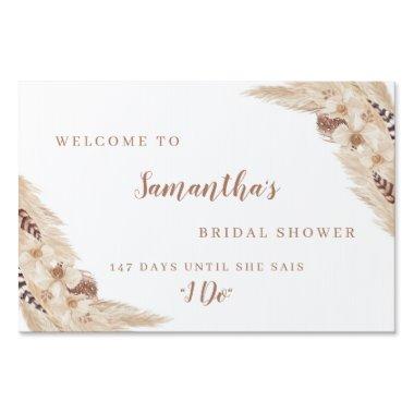 Boho Pampas Grass White Orchid Welcome Sign