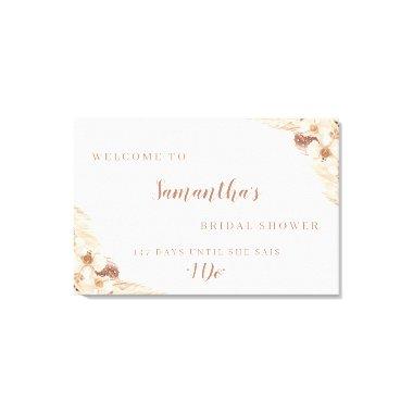 Boho Pampas Grass White Orchid Welcome Sign