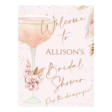 Boho Pampas Rose Gold Glass  Welcome Poster