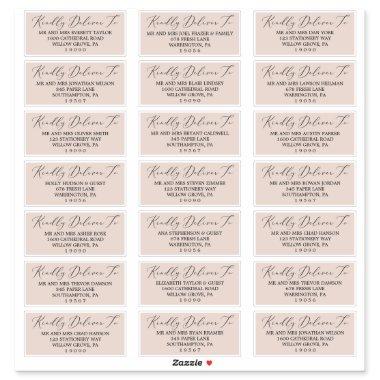 Boho Pastel Peach Wedding Guest Address Labels