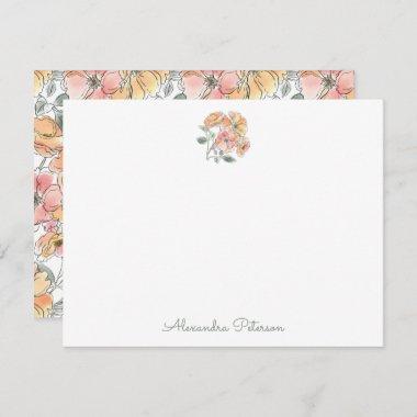 Boho Pastel Watercolor Floral Bridal Shower Custom Note Invitations