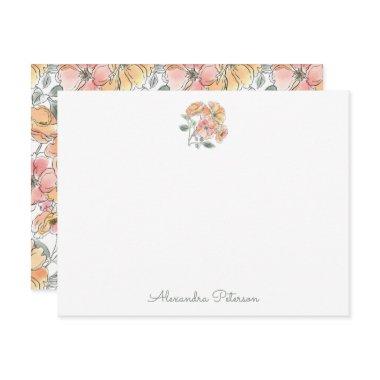 Boho Pastel Watercolor Floral  Custom Note