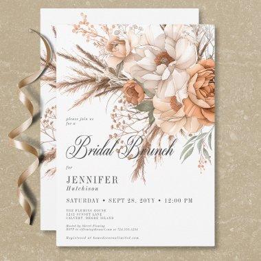 Boho Peach & Cream Floral White Bridal Brunch