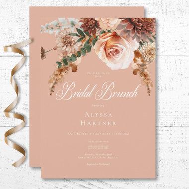 Boho Peach & Rust Floral Peach Blush Bridal Brunch