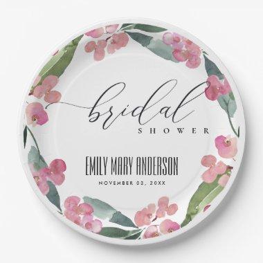 BOHO PINK CHRIST THORN CACTI BLOOM  PAPER PLATES