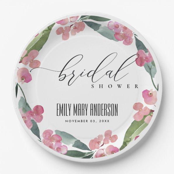 BOHO PINK CHRIST THORN CACTI BLOOM  PAPER PLATES