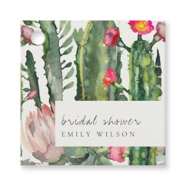 BOHO PINK FLORAL DESERT CACTI FAUNA BRIDAL SHOWER FAVOR TAGS