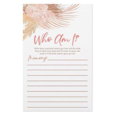 Boho Pink Floral Who Am I  Game Stationery