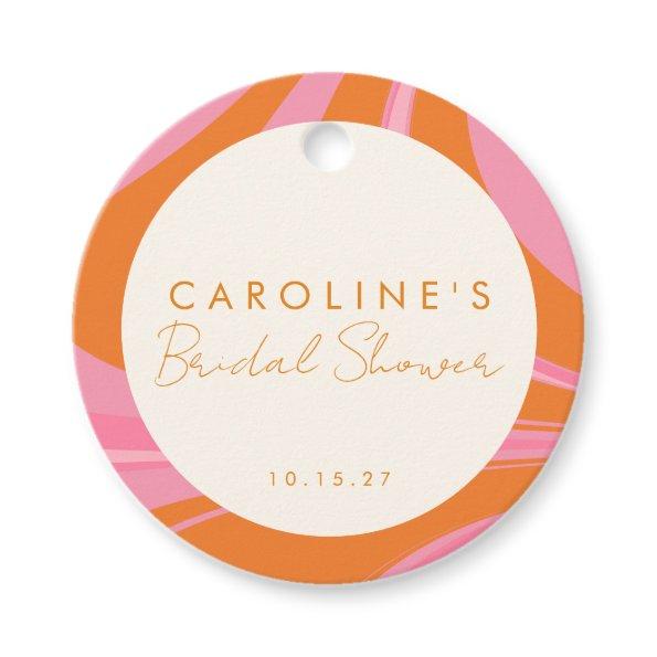 Boho Pink Orange Abstract Custom  Favor Tags