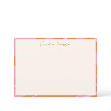 Boho Pink Orange Abstract Marble Personalized Name Thank You