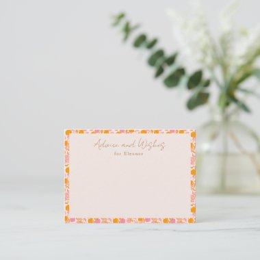 Boho Pink Orange Floral Cute Baby Shower  Advice Card