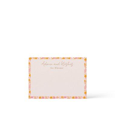 Boho Pink Orange Floral Cute Baby Shower  Advice Card