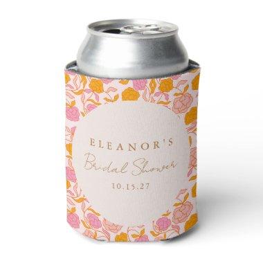 Boho Pink Orange Floral Cute  Custom Can Cooler