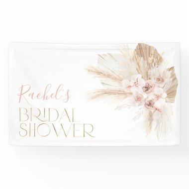 Boho Pink Pampas Bridal Shower Backdrop Banner