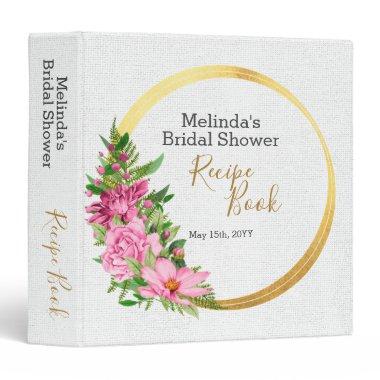 Boho Pink Watercolor Floral Bridal Recipe Binder