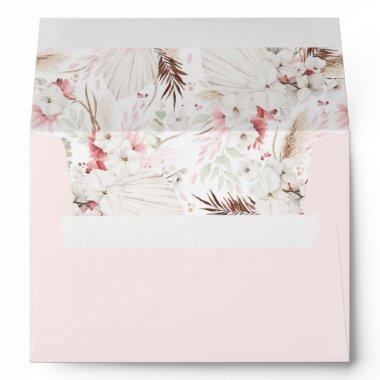 Boho Pink White Flowers Your Address Envelope