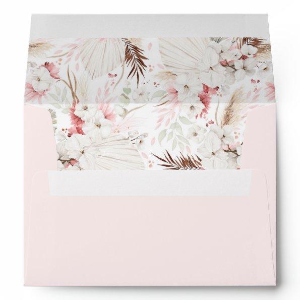 Boho Pink White Flowers Your Address Envelope