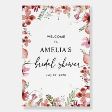 Boho Pink Wildflowers Baby Shower Welcome Signs