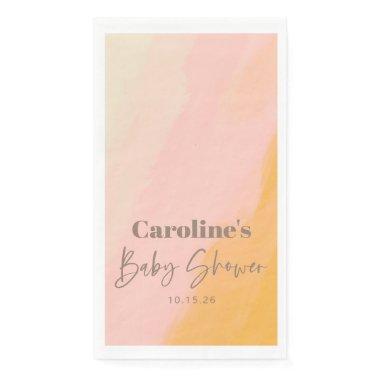 Boho Pink Yellow Script Custom Baby Shower Paper Guest Towels
