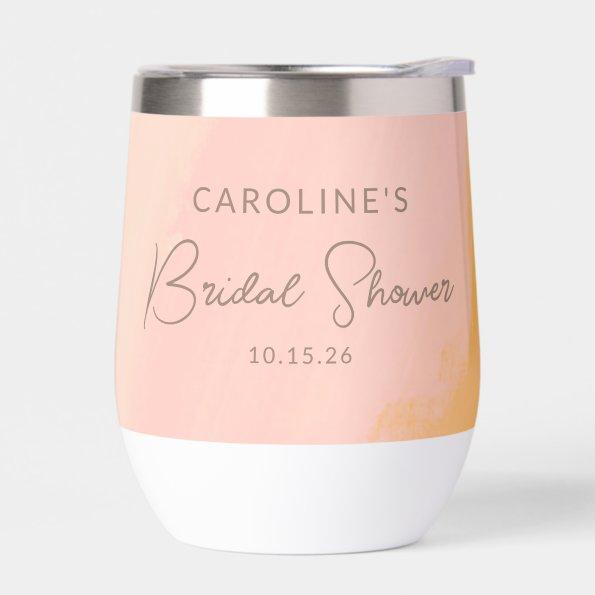 Boho Pink Yellow Script Custom  Thermal Wine Tumbler