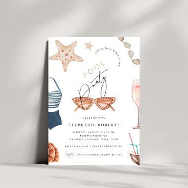 Boho Pool Party Chic Script Summer