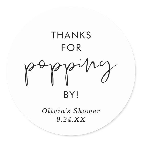 Boho Popcorn Favor Sticker, Thanks for Popping By Classic Round Sticker