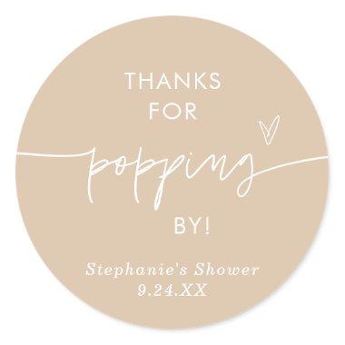 Boho Popcorn Favors, Thanks for Popping By Favor Classic Round Sticker